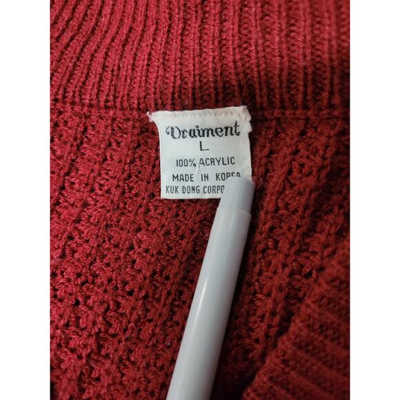 VTG Vraiment Kuk Dong 1970s Womens L burgundy red Sweater v neck  long sleeve - Picture 2 of 3